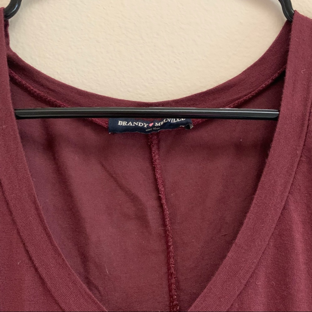 Brandy Melville Maroon Short Sleeve Lounge Shirt - Picture 2 of 4